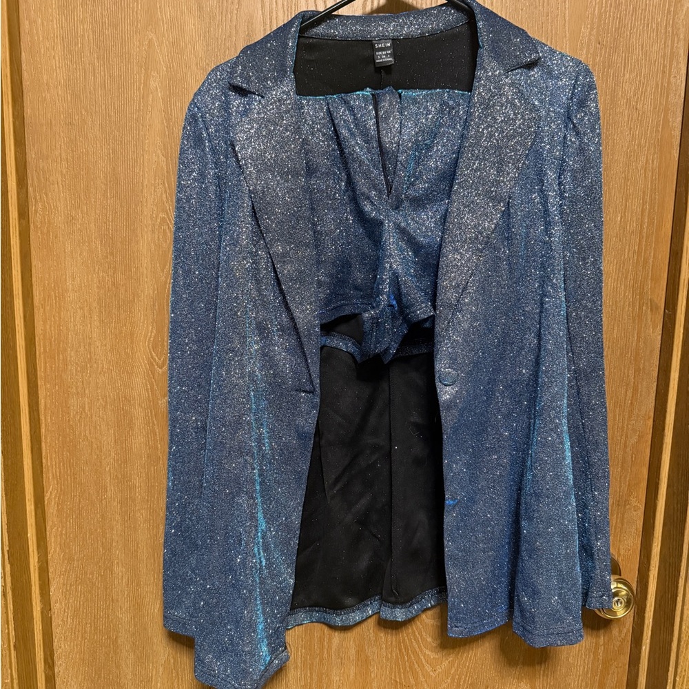 Women's Blue Glitter suit set